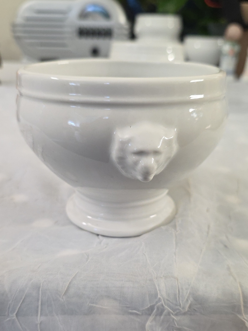 Apilco France Porcelain  Lion's Head Soup Bowls 3.5 "H Williams Sonoma